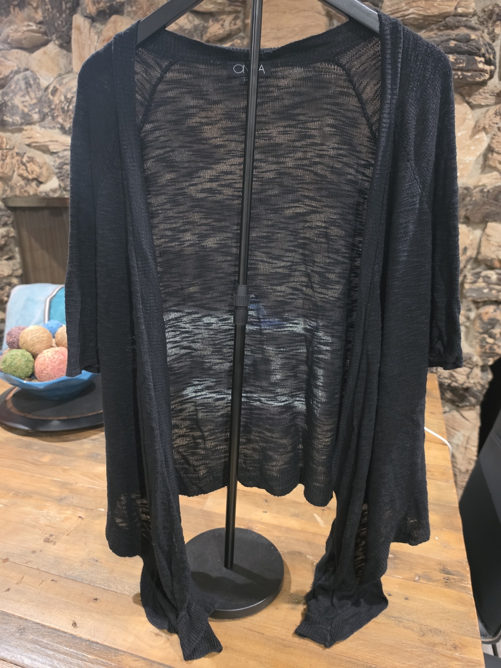 One A Black Sheer Knit Cardigan